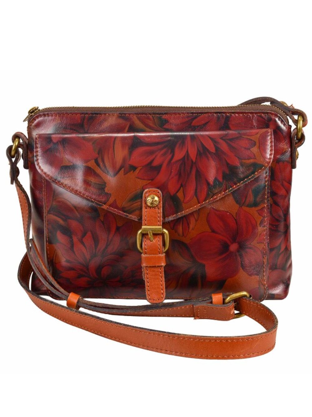 Patricia Nash Avellino Multi Floral Leather Crossbody